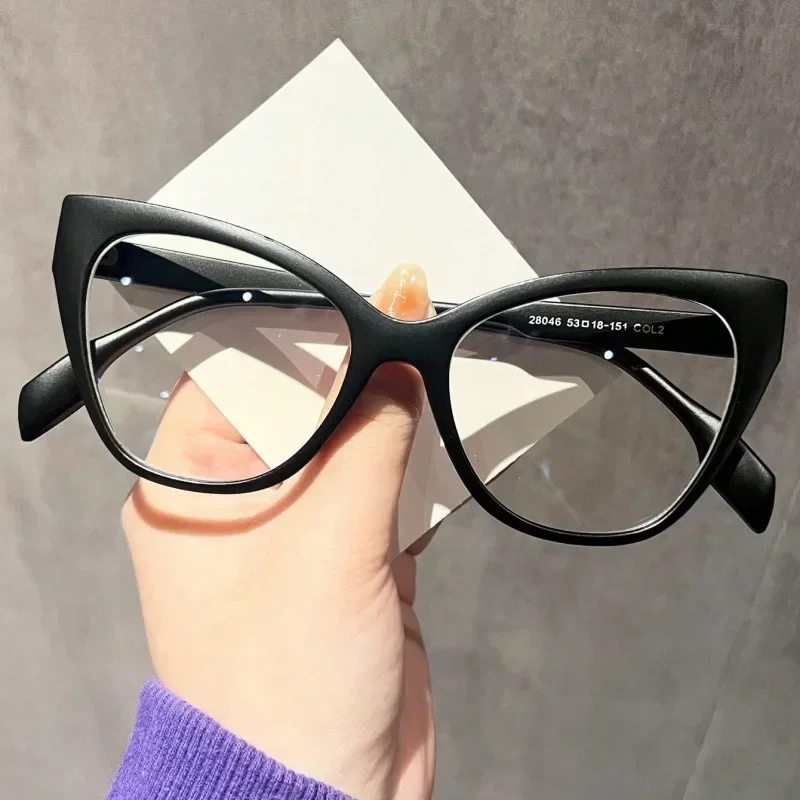 Women Glasses Frame Cat Eye Flat Mirror Retro Anti Blue Light Fashion Eyewear