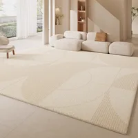 Cream Style Living Room Decorative Carpet Abstract Lines Bedroom Carpet Beige Minimalist Art Luxury Rug Plush Soft Study Rugs IG 2
