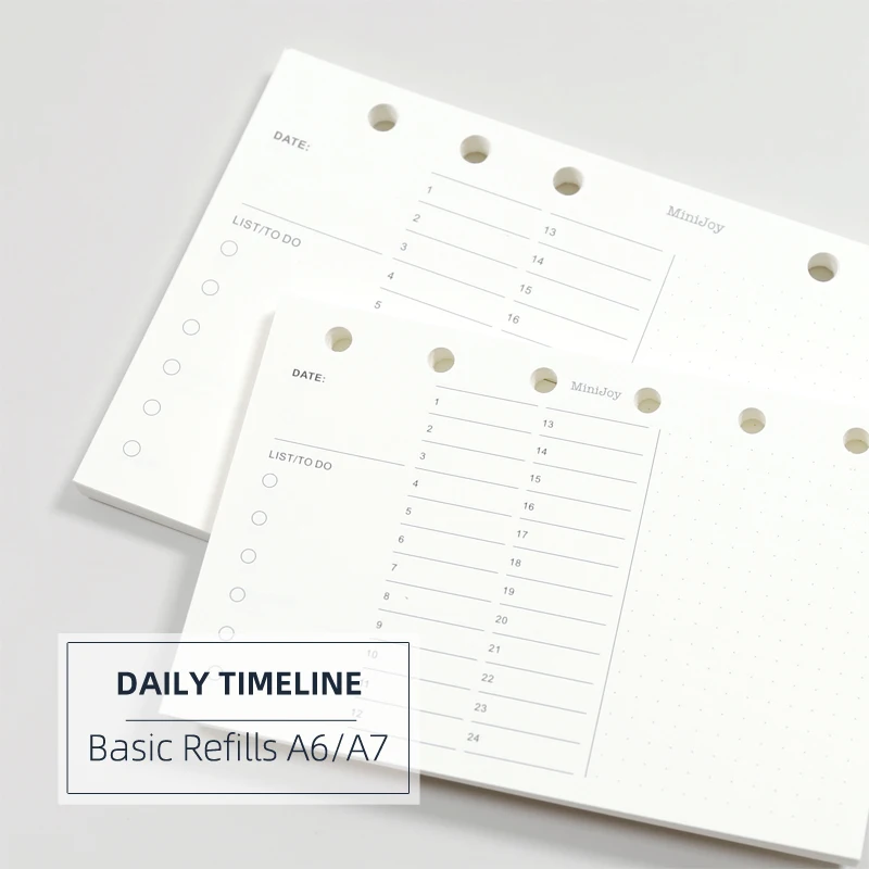 

MyPretties 40 Sheets Basic Daily Timeline Planner Refills A6 A7 Filler Papers for Personal Pocket 6 Hole Binder Organizer N.1430