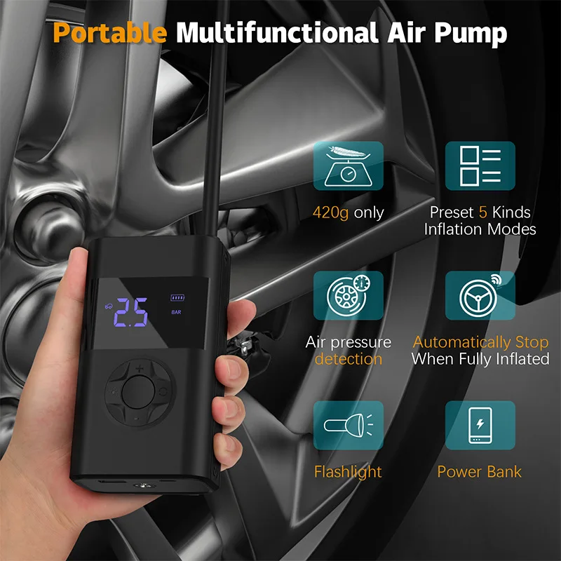

Intelligent Wireless Inflation Pump Vehicle Inflation Pump Intelligent Portable Electric Inflation Pump with Bank Function