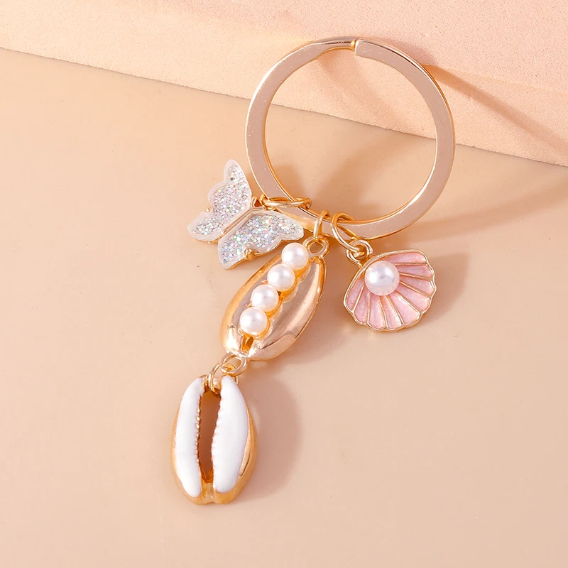 Mode Emaille Marine Leben Schlüsselbund Nette Seestern Shell Perle Schlüssel Ringe für Frauen Männer Auto Schlüssel Tasche Anhänger Charme Schmuck Geschenk – Detail 10