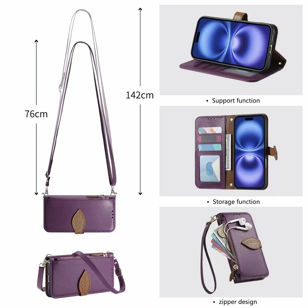Luxurious PU Leather Magnetic Wallet Phone Case with Versatile Straps and Card Holder