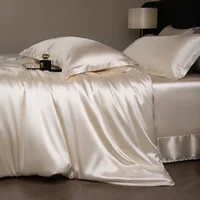 Housse de couette de luxe en soie de mûrier, 200x240cm, King Queen, haut de gamme, couleur unie, soyeuse, non taies d'oreiller 3