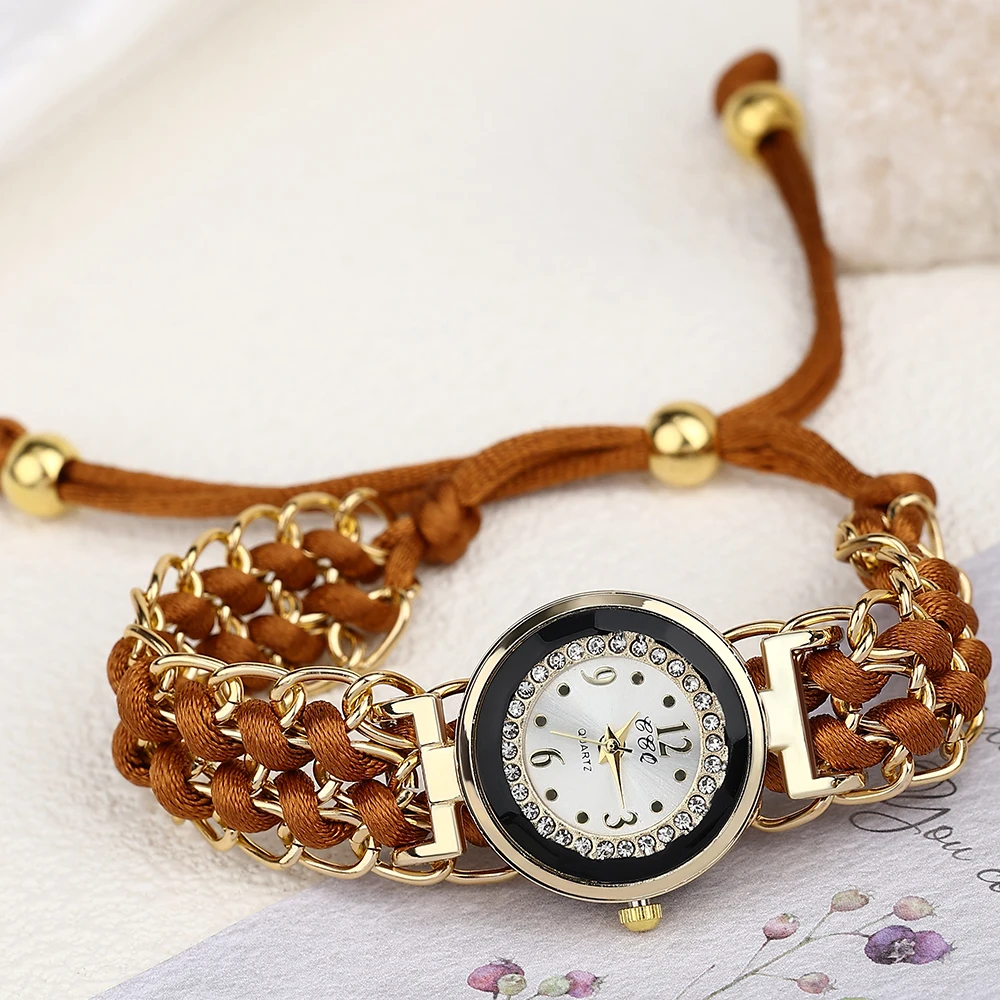 Women Quartz Bracelet Watches Summer Casual Adjustable Woven Strap