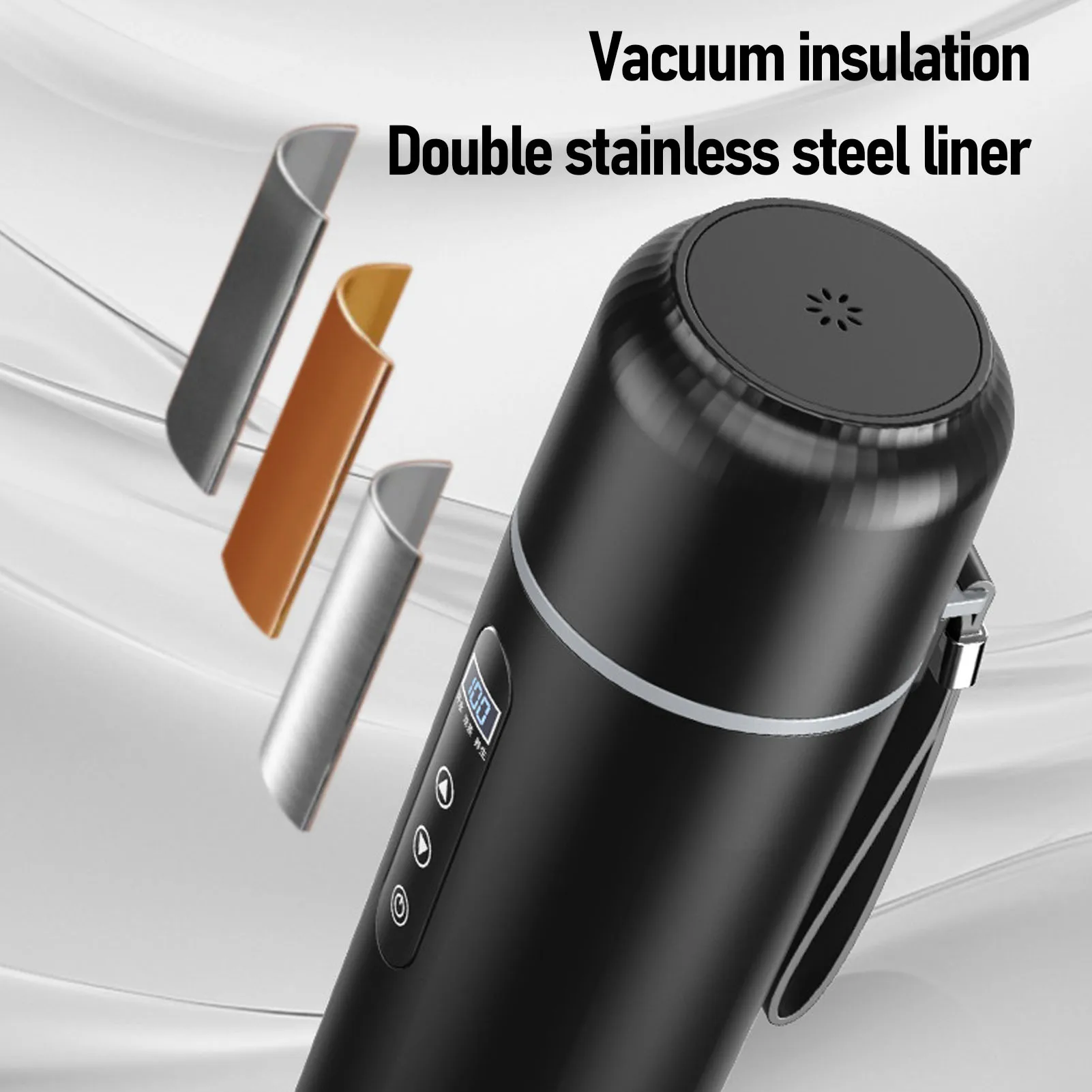 휴대용 전기 주전자 히터 컵 보온 휴대용 차량용 가열 컵 500ml 12V 24V 316 스테인리스 스틸 여행용