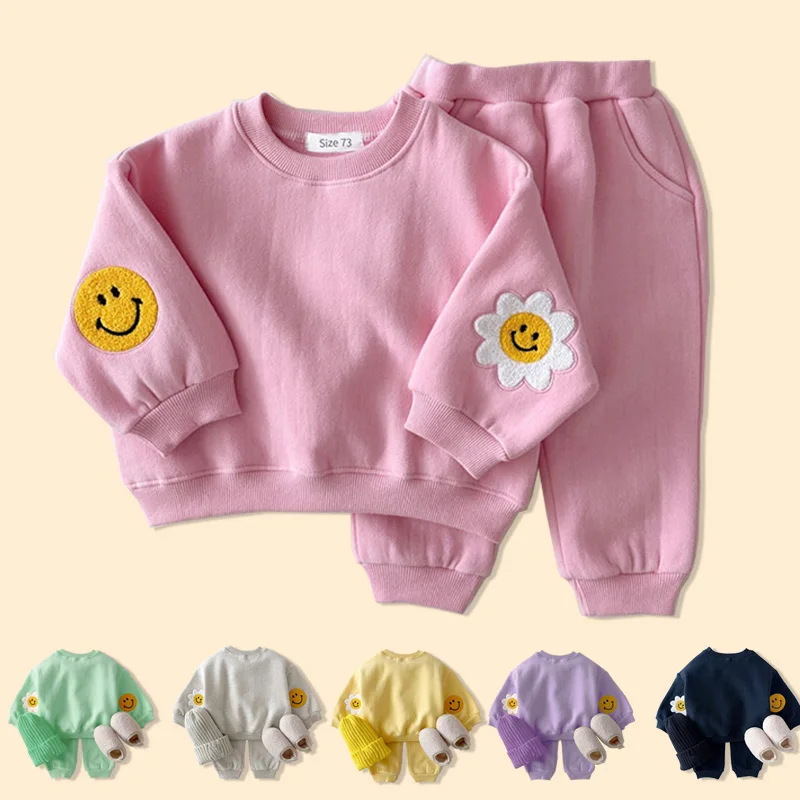 

Baby Clothing Sets Korea Tracksuit Toddler Spring Autumn Cotton Clothes Children Sweatshirt Baby Girls Pullover Tops+ Pant Suits