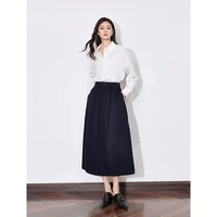 Jupe taille moyenne en pur coton pour femme, robe parapluie ligne A, longueur de rinçage polyvalente, noir, document monochrome, nouveau, printemps, 2025 5