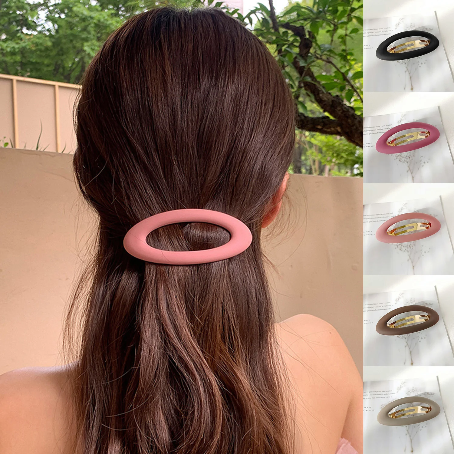 

Y2K Elliptic Frosted Metal Spring Clip Women Elegant Hollow Non-slip BB Hairpin Hair Clips Barrette Hair Accessories For Girls