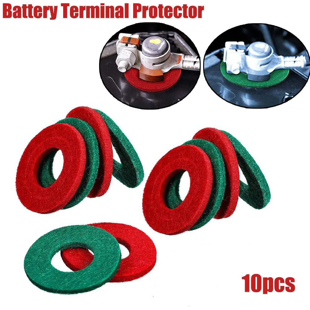 Battery Terminal Protector Anti Corrosion Auto Car BC2127 Pad Gasket Red+Green Set Thick Felt Fiber Washer Ring Mat