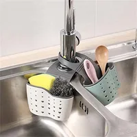 Sink Draining Hanging Basket Adjustable Kitchen Accessories Rubber Sink Bag Soap Sponge Shelf Faucet Holder for Bathroom 1PC 6