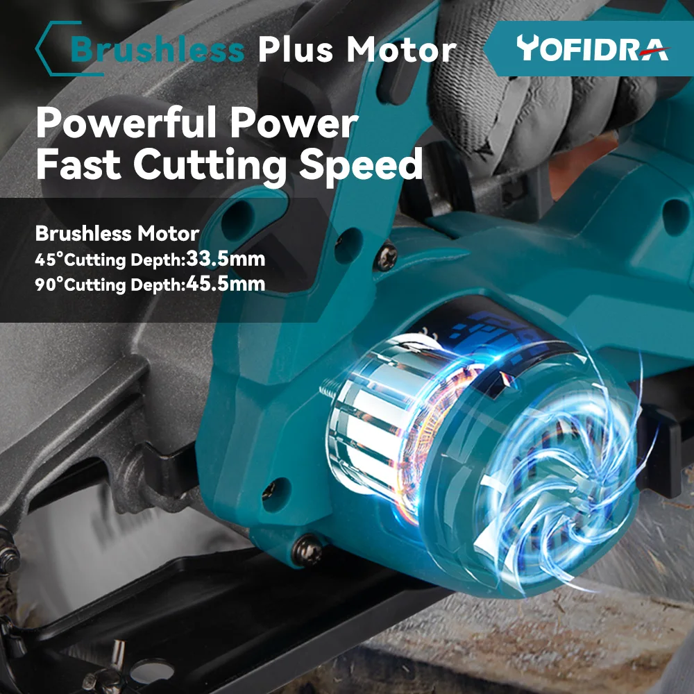 Yofidra 7 Zoll bürstenlose Kreissäge 180mm 0-45 ° Mehr winkels ch neiden für Makita 18V Batterie elektrische Säge Holz bearbeitung Elektro werkzeug