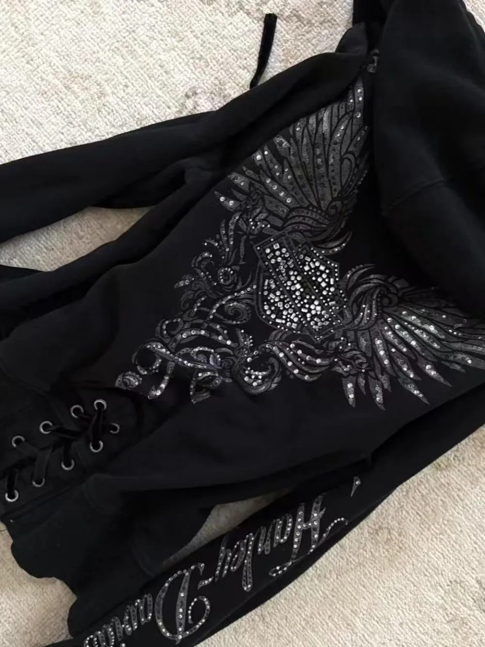 Women's Y2K Gothic Slim Fit Black Hoodie