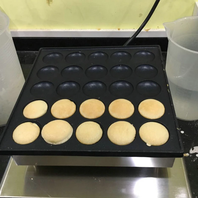 Cast Iron Poffertjes Pan, Mini Dutch Pancake Maker with Enameled Bottom