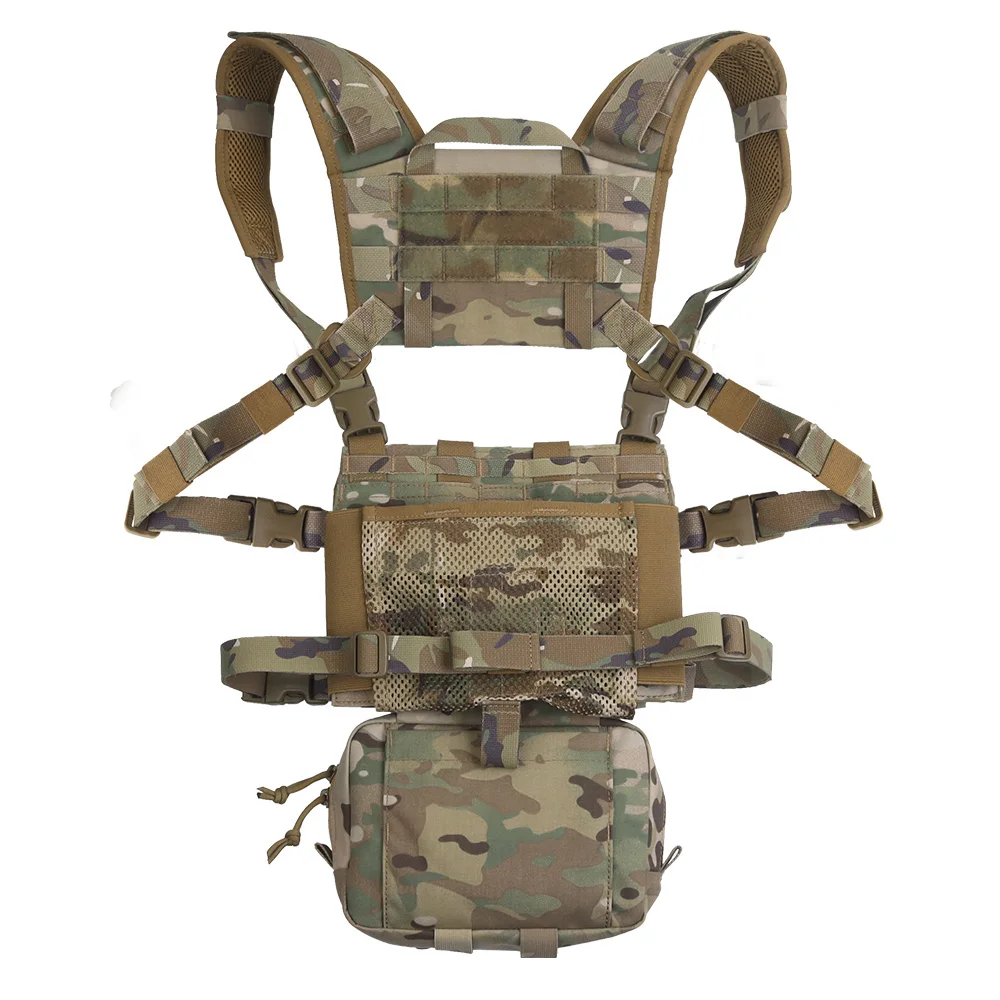 Tactical Chest Rig Set R Series Hunting Vest Carrier with M4 Jump Flap Plate/Harness Adapter/GP Drop Pouch/5.56 Mag Retainer