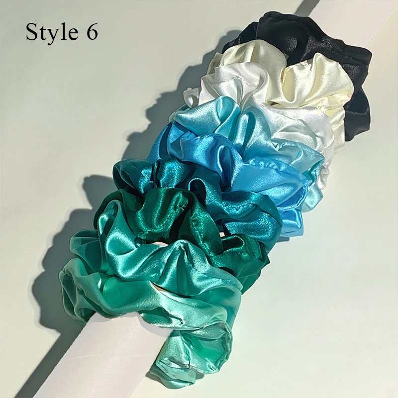 6/10Pcs/set Silk Satin Scrunchies Solid Color Hair Rope Girls Hair Accessories Ponytail Holder Small Hair Tie Summer Rubber Band