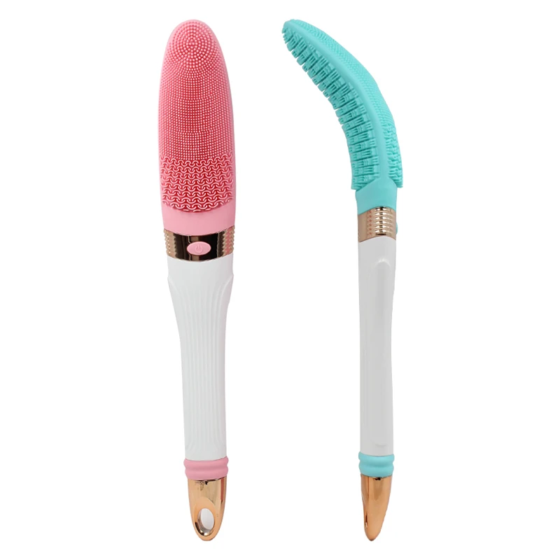 Electric Bath Brush Sonic Silicone Body Scrubber Long Back Brush Bathroom Cleaning Spa
