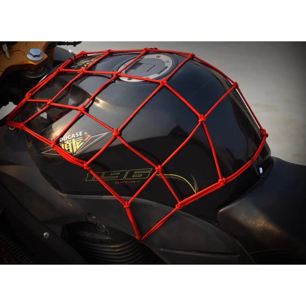 Motorcycle Helmet Fixed Net Pocket 6 Hooks Fuel Tank Mesh Arrangement Adjustable Shrink Stable Stretch Storage Miscellaneous Net