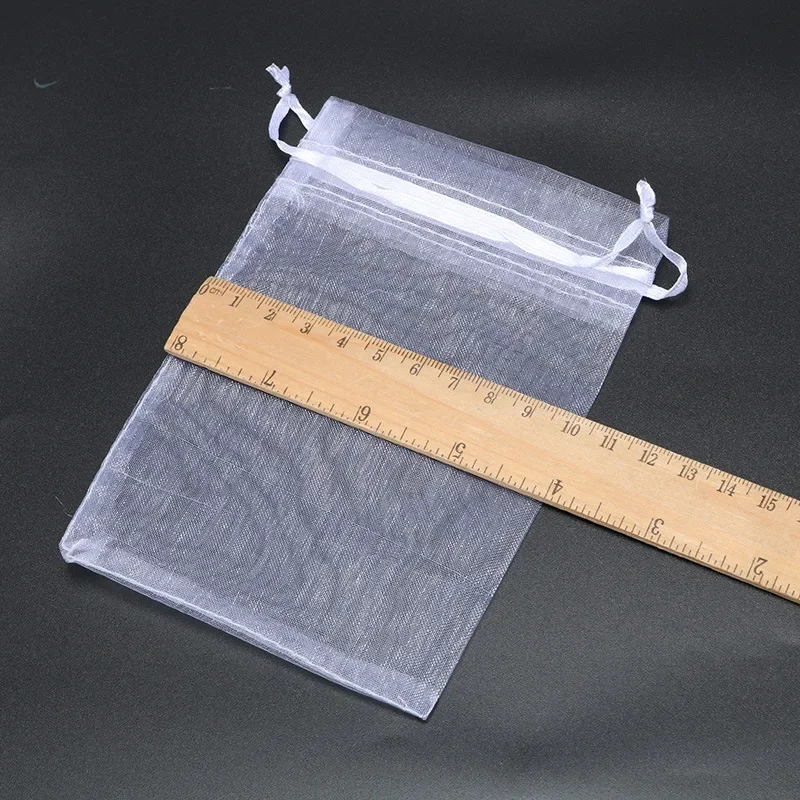 50PCS 5x7 7x9 9x12 10x15 11x16 13x18 15x20 17x23cm White Organza Bags Christmas Halloween Birthday Party Wedding Gift Box Bags 5