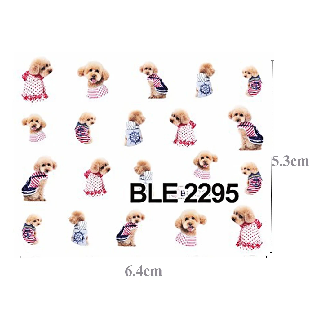 1 Sheet Cute Dog Nail Art Water Transfer Stickers Water Decals Nail Tips Decals DIY Manicure Art Tattoos LABLE2292-2302