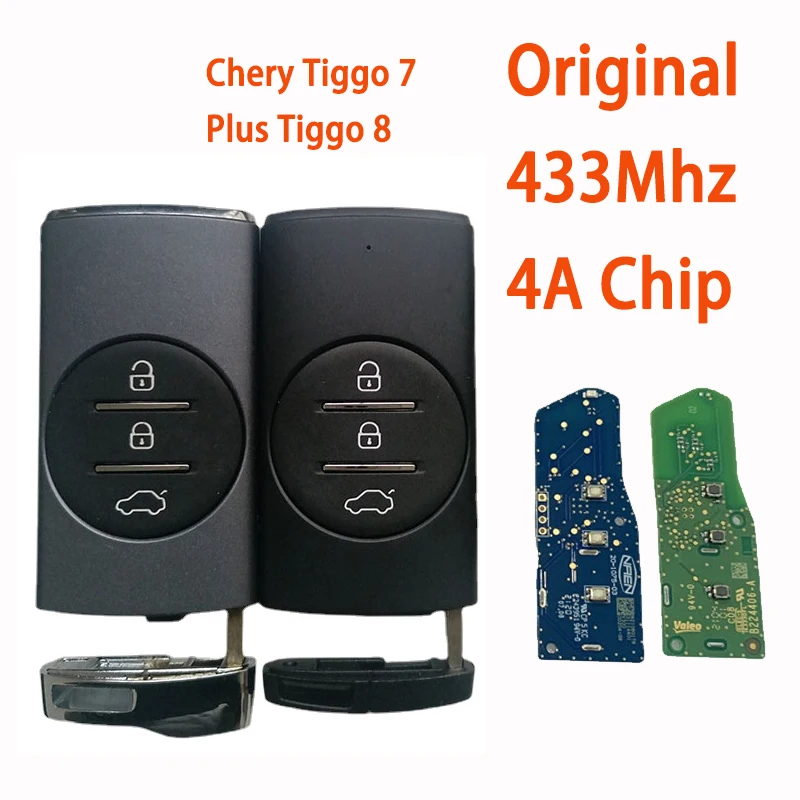 

for Original 3 Button 433Mhz 4A Chip Remote Car Key For Chery Tiggo 7 Plus Tiggo 8 Plus Smart Control Car Key
