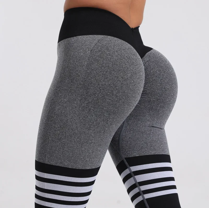 High Waist Yoga Pants Women's Fitness Running Sports Trousers Quick Dry V Back Stripe 4 Bars Butt Lifting Gymnastics Long Pants Sports Leggings Sports Pants Yoga Pants