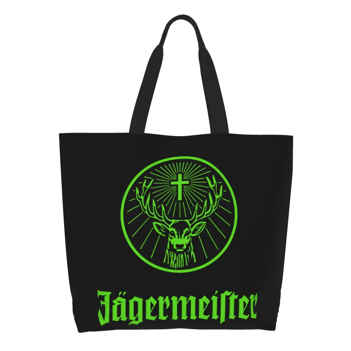 

Сделанная на заказ Холщовая Сумка для покупок Jagermeister, женские многоразовые сумки большой вместимости для продуктов, сумки для покупок