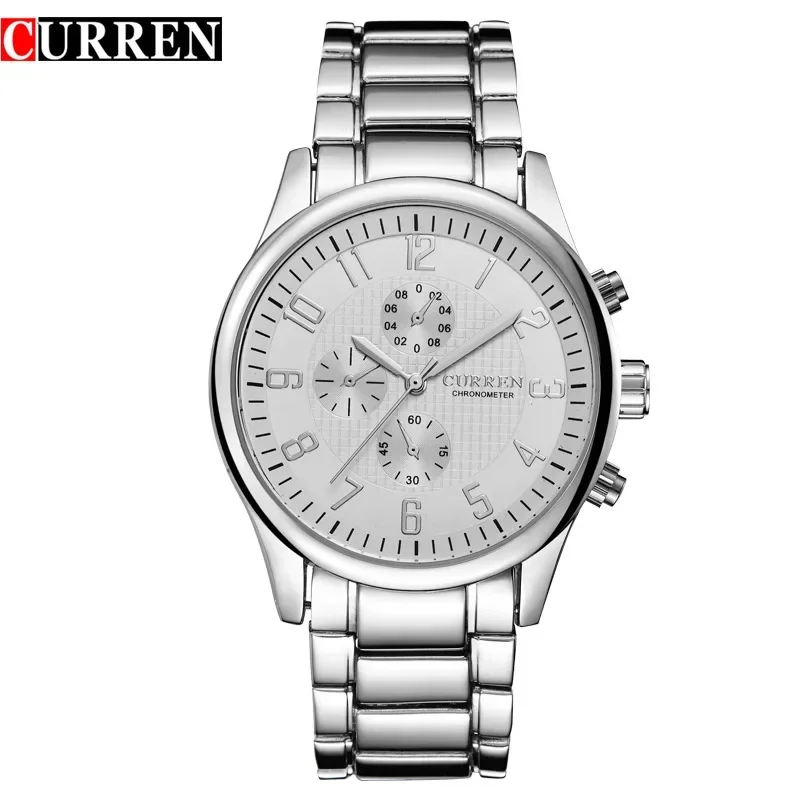 ساعة CURREN 8046 للرجال كوارتز مقاومة للماء بسوار فولاذي للأعمال للرجال 3