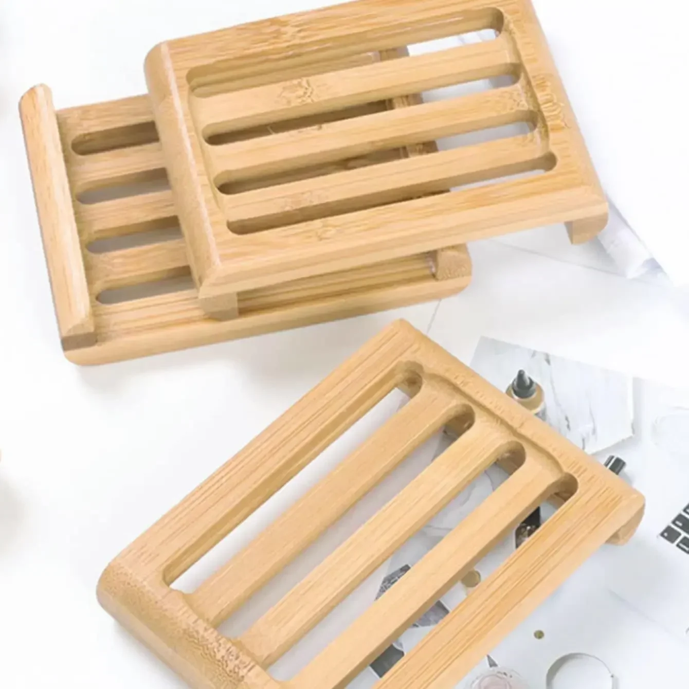 Bamboo Soap Holder Drain Wooden