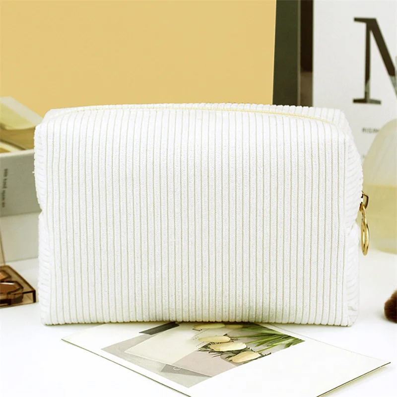 Fashion Cosmetic Bag Corduroy Velvet Makeup Pouches Bags Travel Toiletry Organizer Makeup Bag Lady Portable Travel Toiletry Bag 6