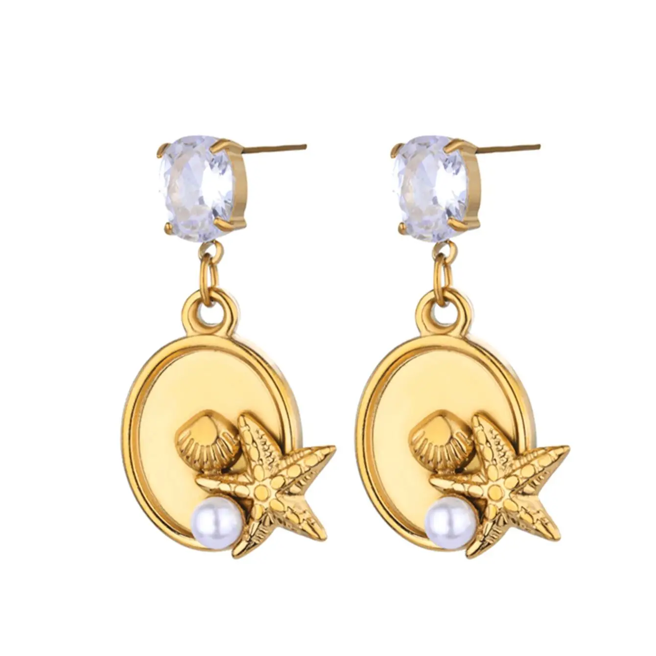 Luxury Zircon Starfish Stud Earrings For Women