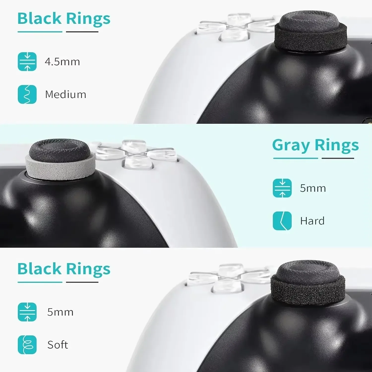 High-Rise Performance Thumbsticks for Playstation 4 5 Joystick Analog Stick Caps Soft Precision Ring for PS4/PS5/8BitDo Ultimate - 6