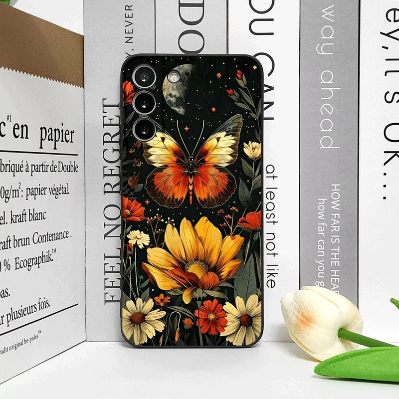 Aesthetic Moon Butterfly Flower Frosted Soft Phone Case