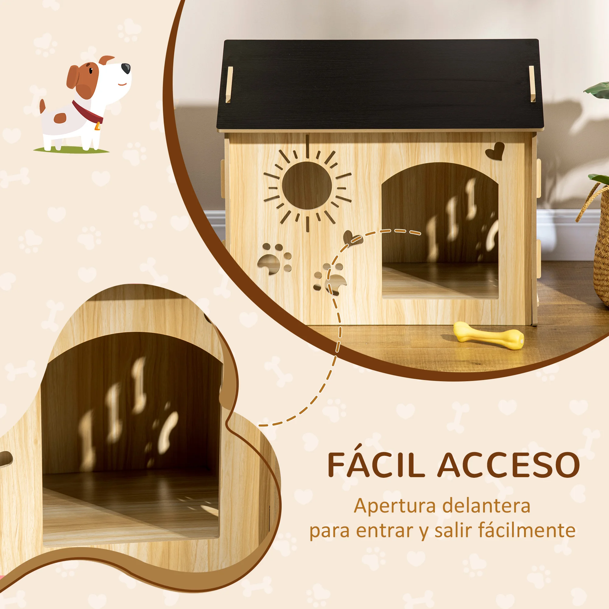 PawHut Caseta de Perro Casa para Perros Medianos con Puerta Metálica con  Cerradura Techo Inclinado Base Elevada para Interior Exterior 78x87x81 cm  Blanco y Verde