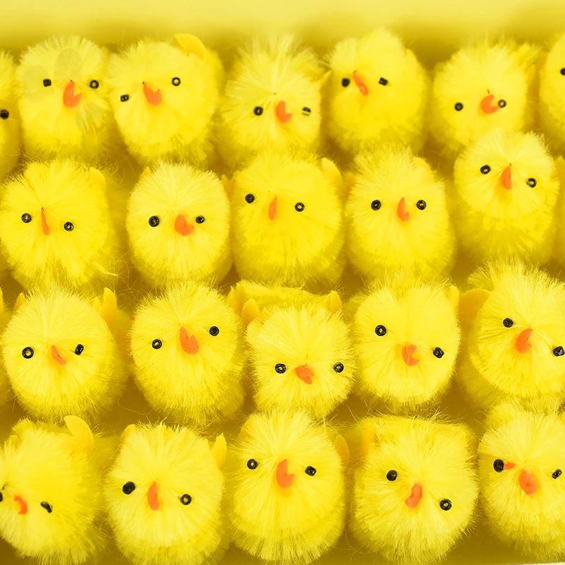 

6pcs Simulation Animal Yellow Chicken Plush Toys Desktop Ornament Spring Easter Party Favors Mini Easter Chicks Miniature Model