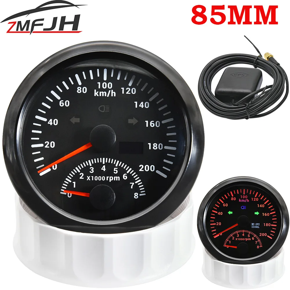 A Waterproof 85mm Gps Speedometer 0200km/h With Tachometer 08000rpm Speed Meter For Marine