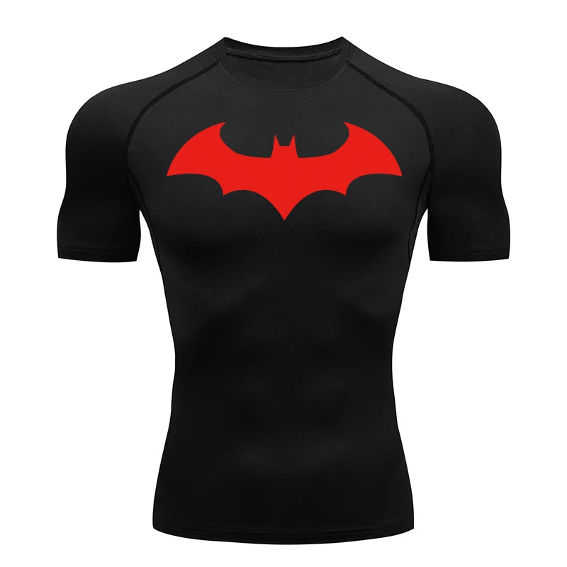 Men's Bat Graphic Compression Short Sleeve Workout Shirt - Quick Dry Athletic Tee