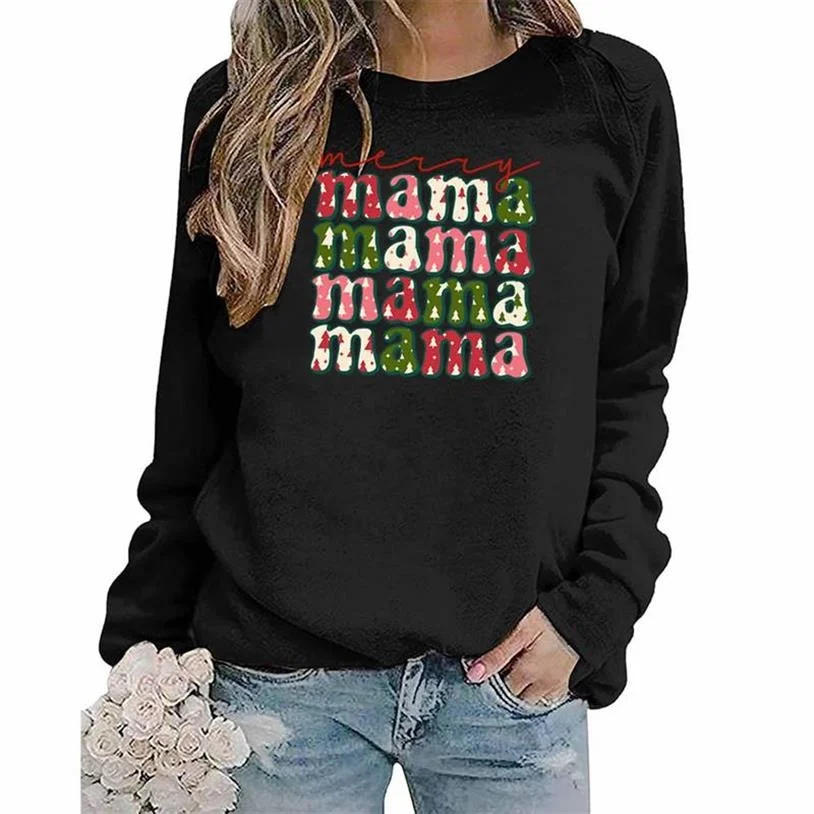 

Casual Women Christmas Sweater Long Sleeves O-Neck Pullover Santa Claus Mana Printed Sweatshirt Top Shirt Sudaderas Pull Femme