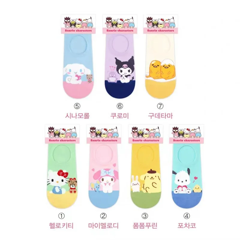 

Cartoon Sanrio Shallow Boat Socks Hello Kittys Accessories Cute Beauty Kawaii Anime Thin Breathable Short Socks Toys for Girls
