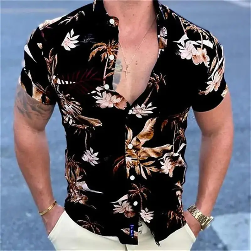 Hawaiian Shirt For Men 2024 3d Print Short Sleeve Blouse Beach Holiday Tops Summer Oversized Lapel Clothing Camisa Masculina 4