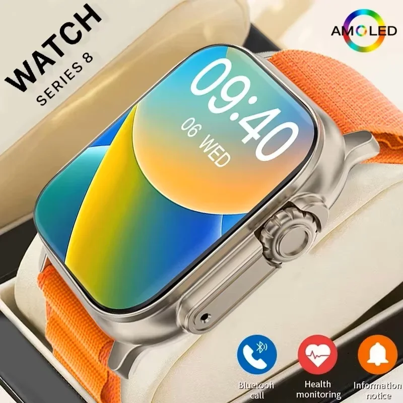 Smartwatch Men Series 8 2.3"AMOLED Screen NFC Compass Waterproof For Apple...
