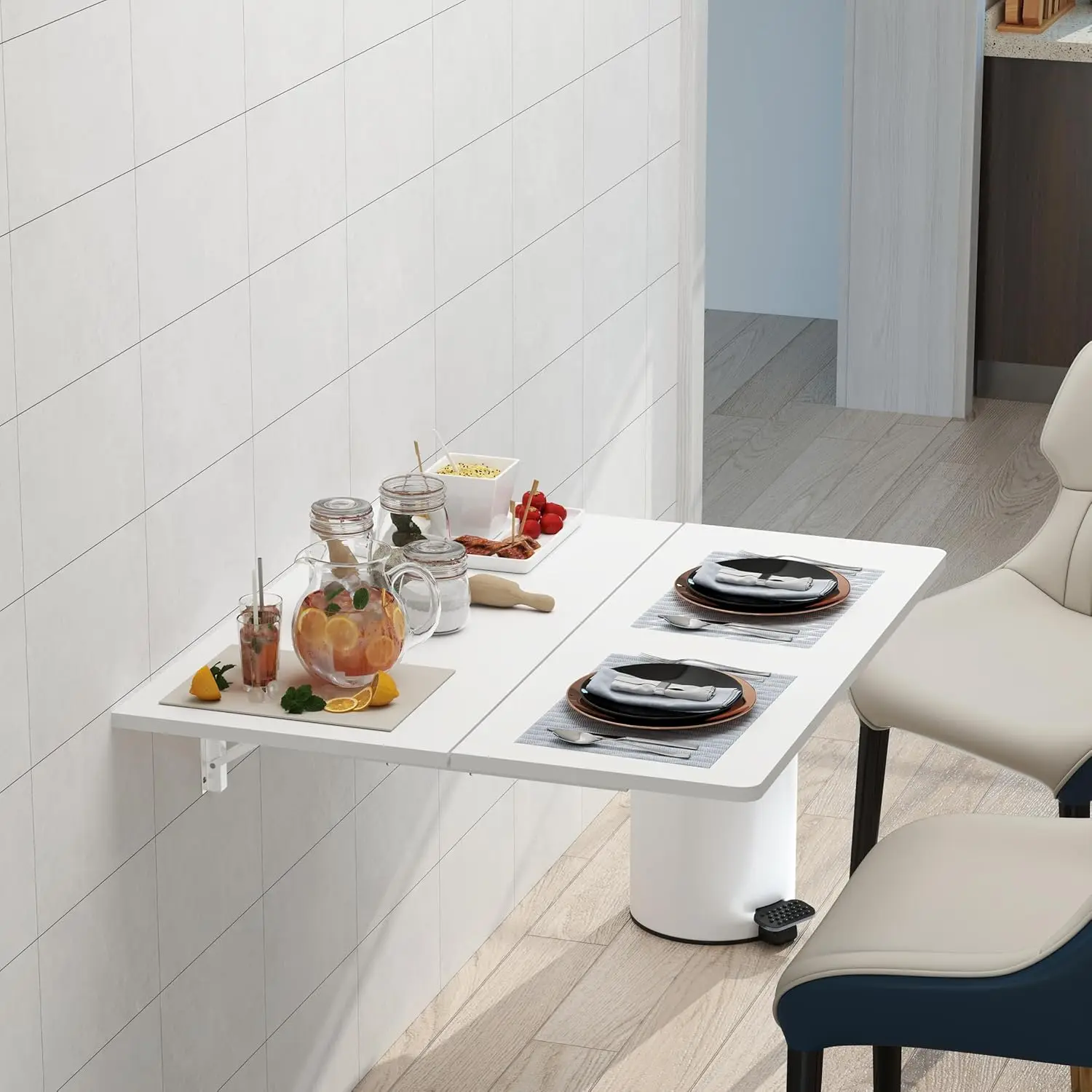 Wall Mounted Folding Desk,Space Saving Drop Leaf Table for Small Spaces,Modern Floating Workbench for Kitchen,Dining,Home Office