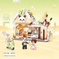 panda Building Blocks  toys  Ice cream Shop Retail Store Architectures model Assembly Toy Christmas Gifts for Adult 5