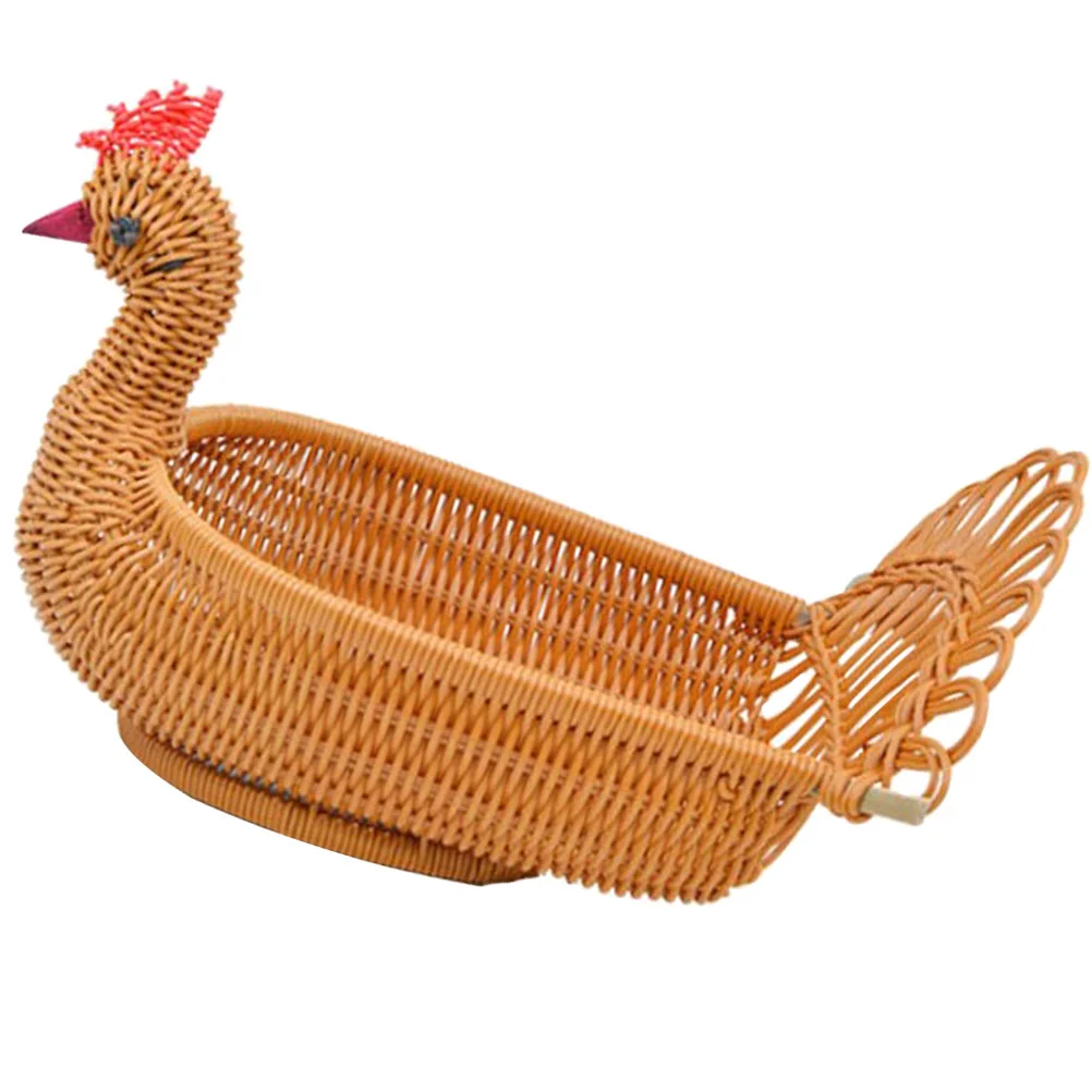 

Imitation Rattan Storage Basket Christmas Woven Fruits Household Snacks Serving Peafowl Shape Pp for Desk Party Bread