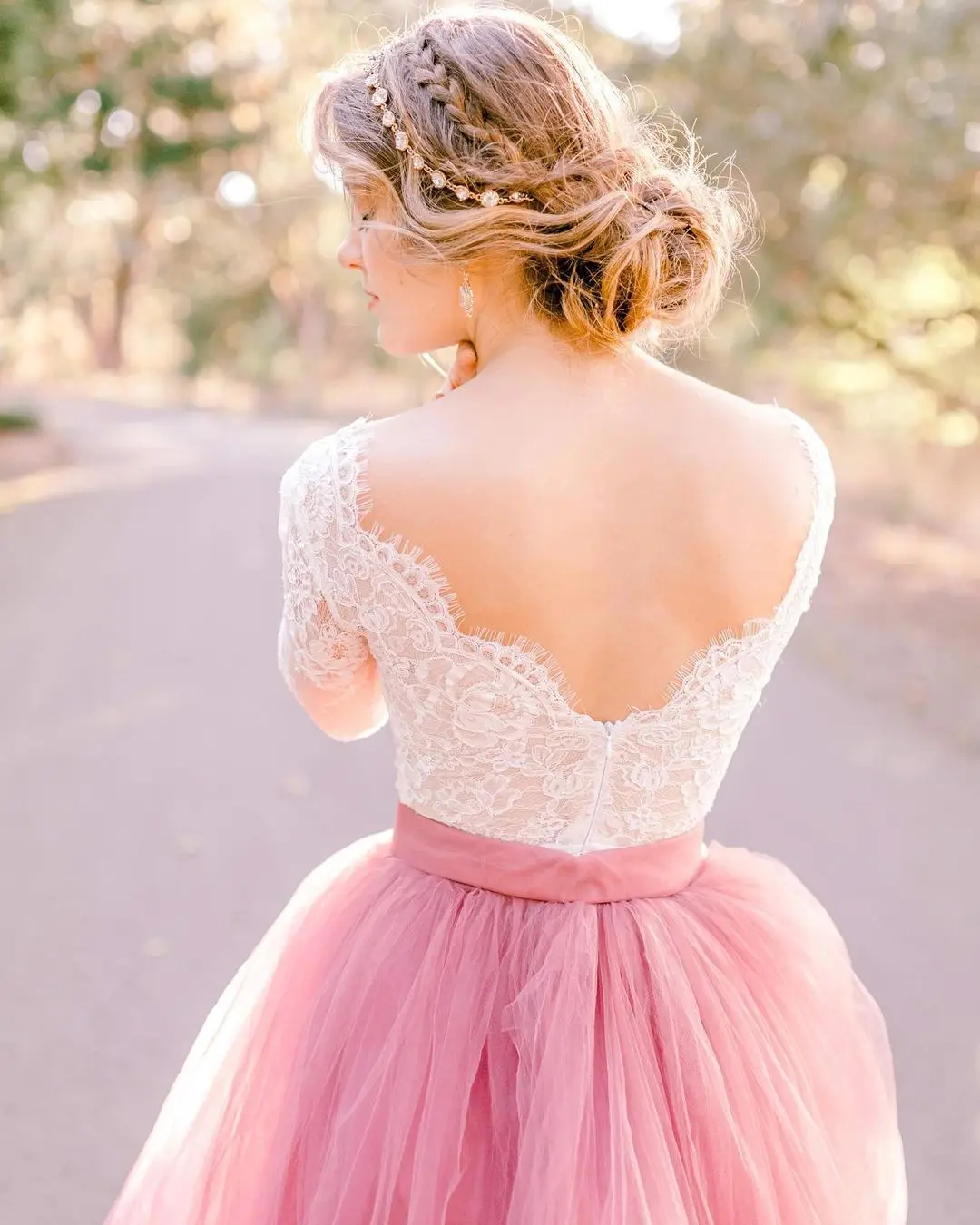 Floral Lace Nude Wedding Gown | FashionBrideStudio