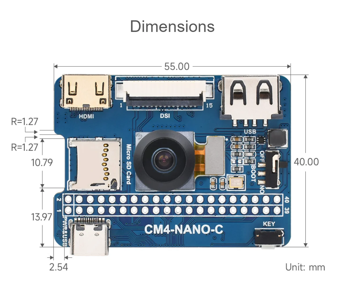 Nano Base Board (C) for Raspberry Pi Compute Module 4 Same Size as the CM4 Onboard 8MP Camera