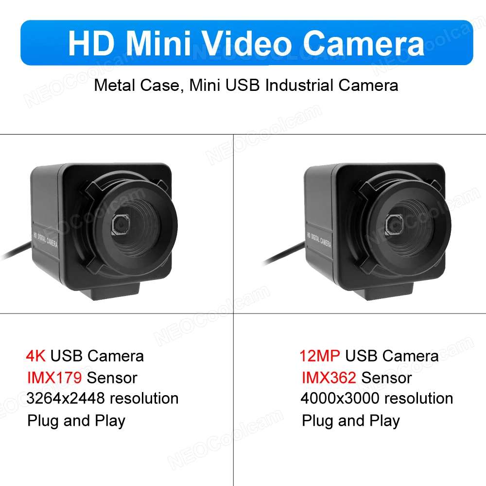 Industrial USB Webcam 12MP IMX362 / 4K IMX179 Autofocus Mini Metal Usb Camera No Distortion Lens For Live Video Teaching Meeting 2