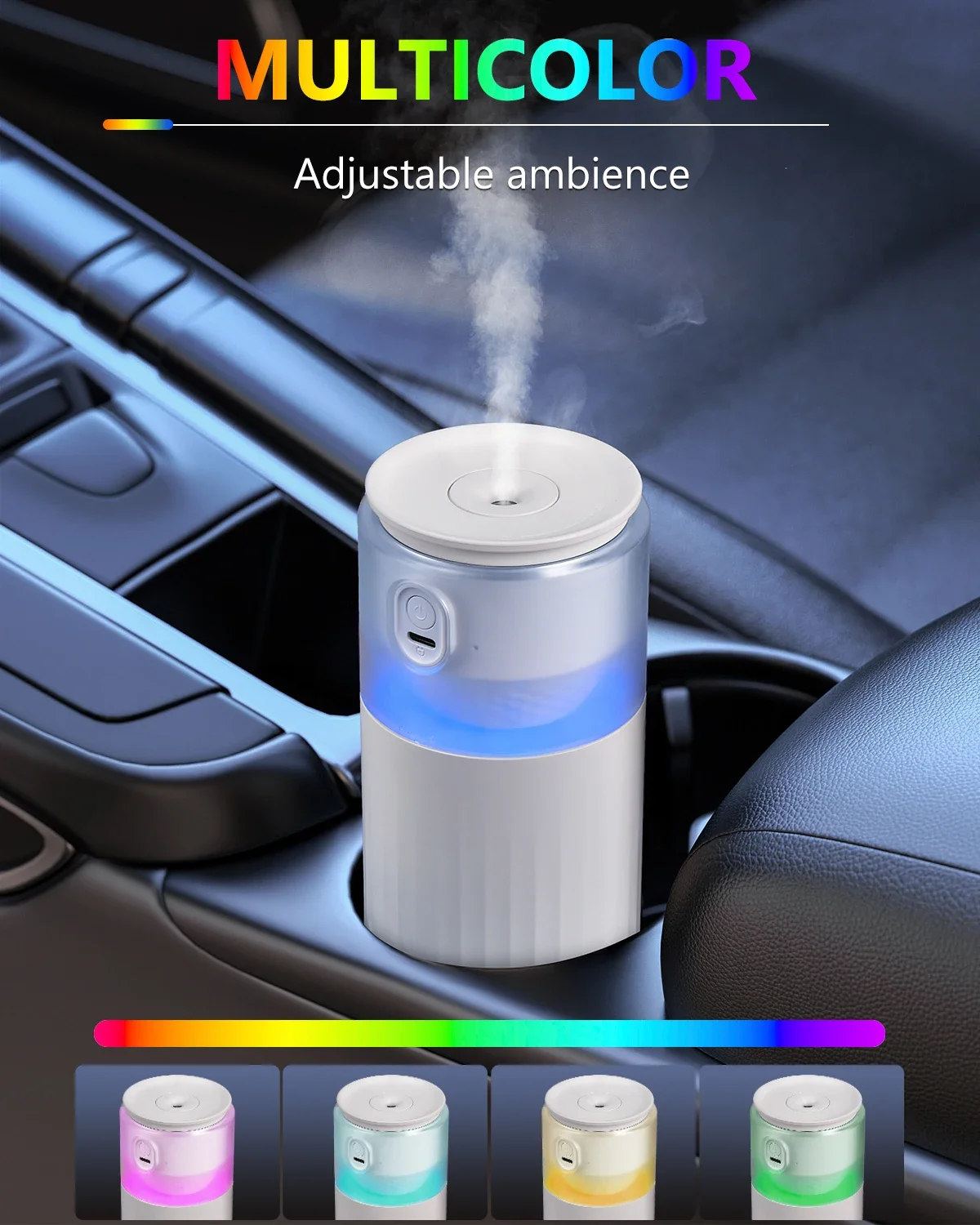 Hipacool Portable Air Humidifier for Car Home Aromatherapy Diffuser Car Air Purifier Freshener with LED Light Mist Maker