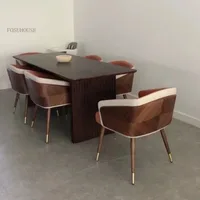 Luxury Modern Dining Chairs Wooden Backrest Armchair Minimalist Lounge Dining Chair Comfortable Dining Room Furniture 4