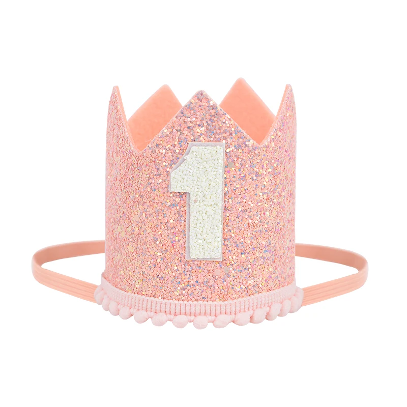 Corona Glitterata Per Primo Compleanno Bambino – Fascia Elastica Con Numero 1, In Feltro E Tessuto Luccicante, Blu Reale E Oro - 4