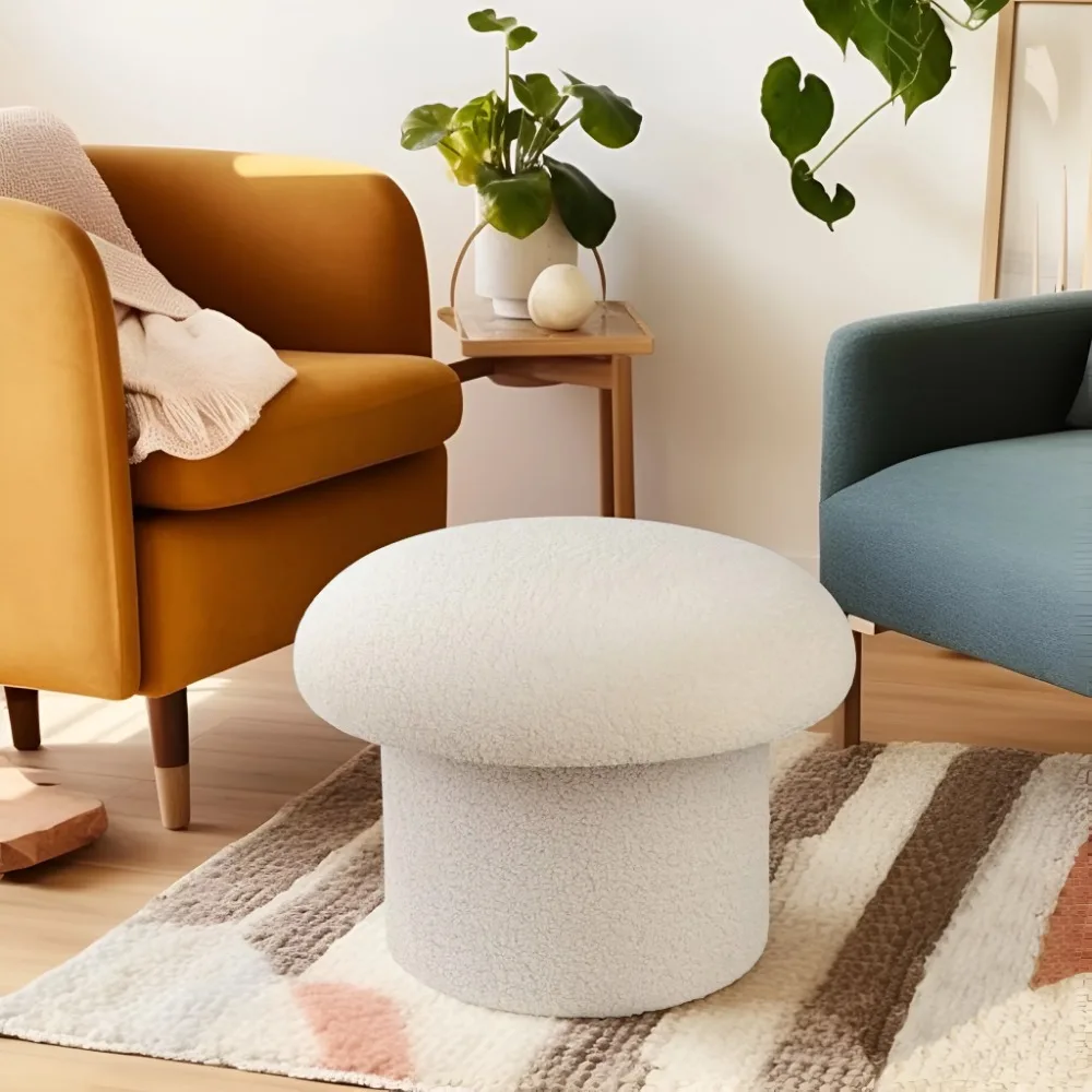 

Boucle Mushroom Upholstered Storage Ottoman, Cream stool chair step stool stool ottoman ottoman storage